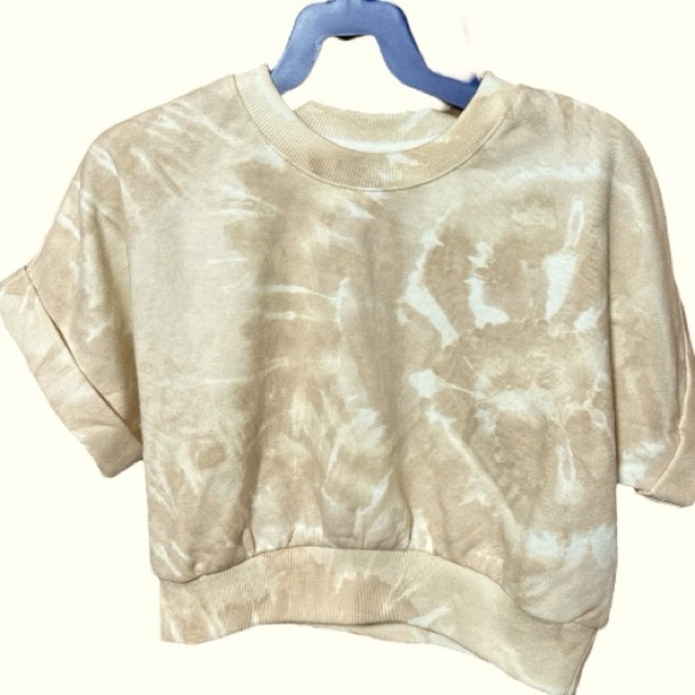 Culpos x INC Tie-Dye Crop Sweatshirt | Beige | Size Small